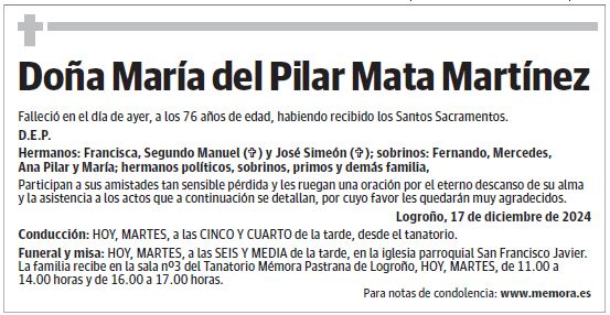 Doña María del Pilar Mata Martínez