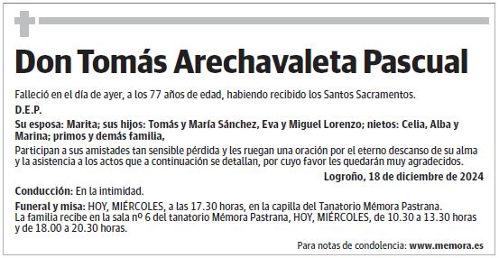 Don Tomás Arechavaleta Pascual