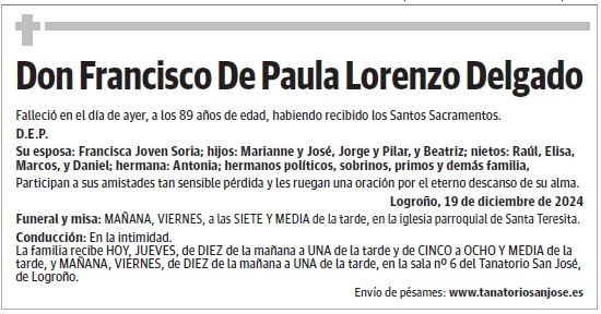 Don Francisco De Paula Lorenzo Delgado
