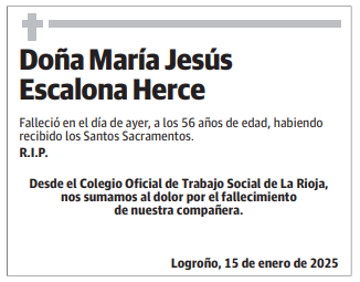 Doña Mª Jesús  Escalona Herce