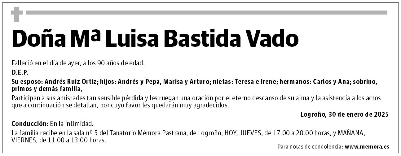 Doña Mª Luisa Bastida Vado