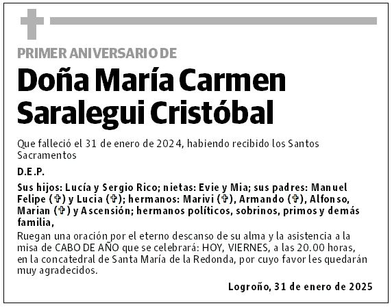 Doña María Carmen Saralegui Cristóbal