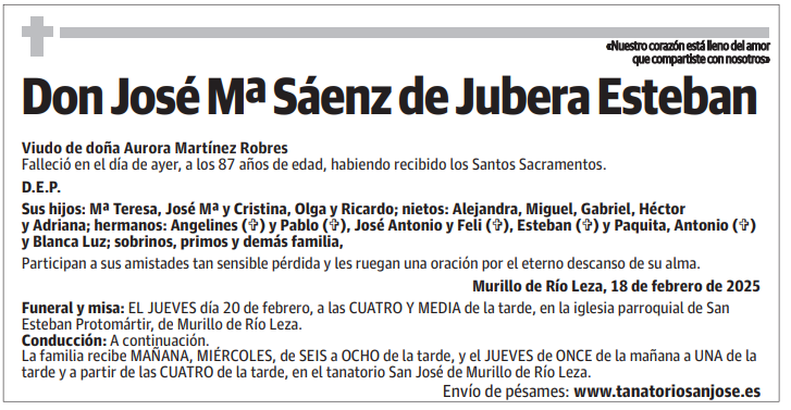 Don José Mª Sáenz de Jubera Esteban