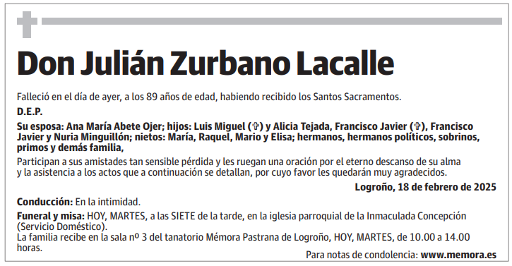 Don Julián Zurbano Lacalle