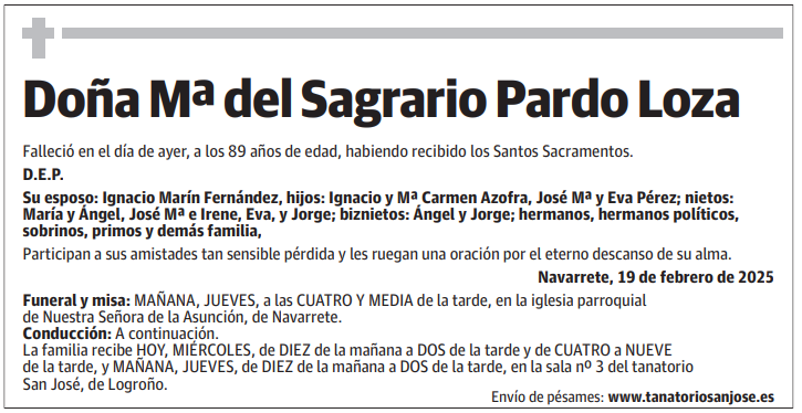 Doña Mª del Sagrario Pardo Loza