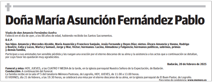 Doña María Asunción Fernández Pablo