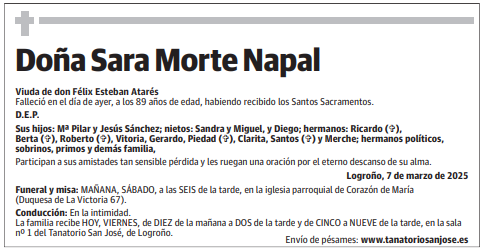 Doña Sara Morte Napal