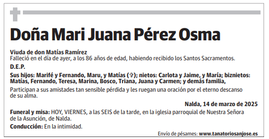 Doña Mari Juana Pérez Osma