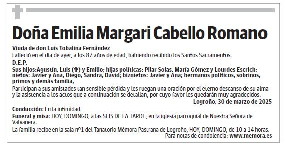 Doña Emilia Margari Cabello Romano