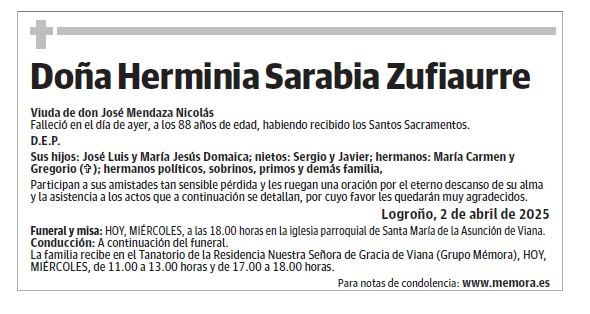 Doña Herminia Sarabia Zufiaurre