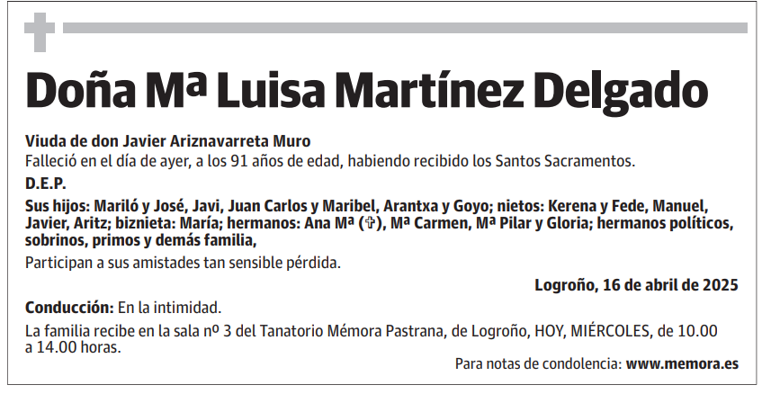 Doña Mª Luisa Martínez Delgado