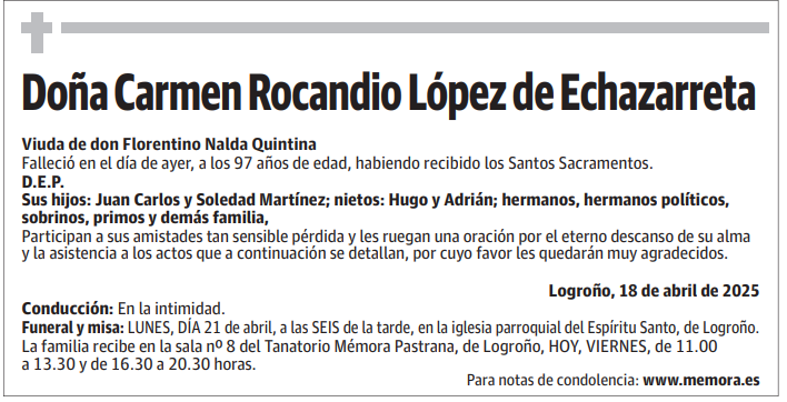 Doña Carmen Rocandio López de Echazarreta