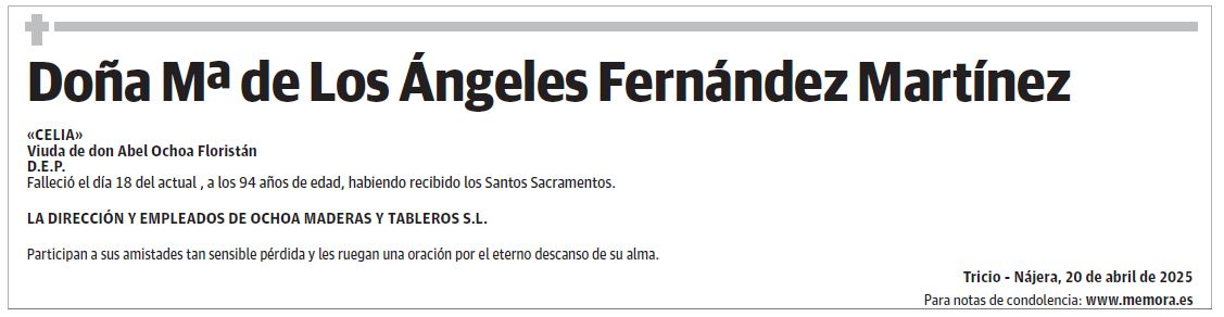 Doña Mª de Los Ángeles Fernández Martínez