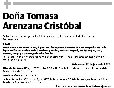 Doña Tomasa Arenzana Cristóbal