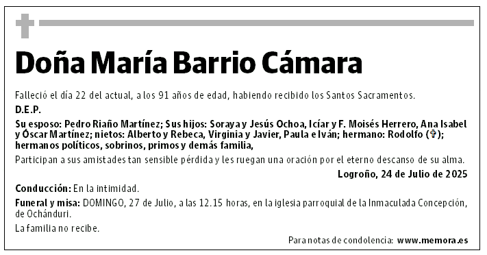 Doña María Barrio Cámara