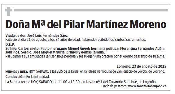 Doña Mª del Pilar Martínez Moreno