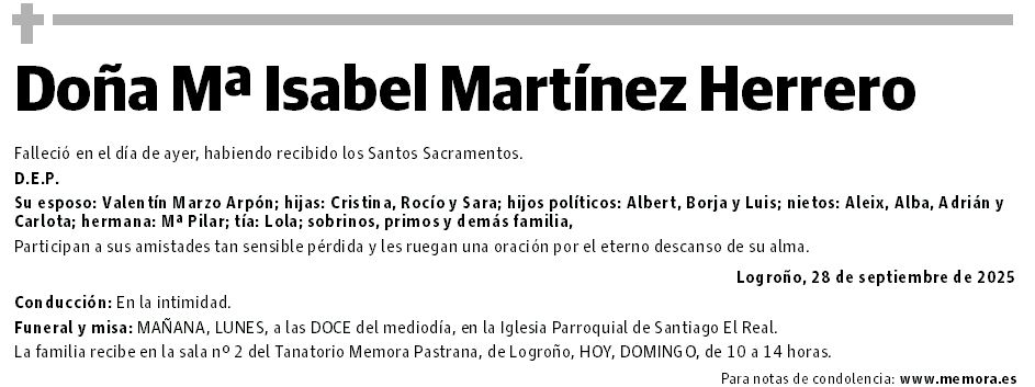 Doña Mª Isabel Martínez Herrero