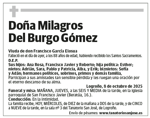 Doña Milagros Del Burgo Gómez