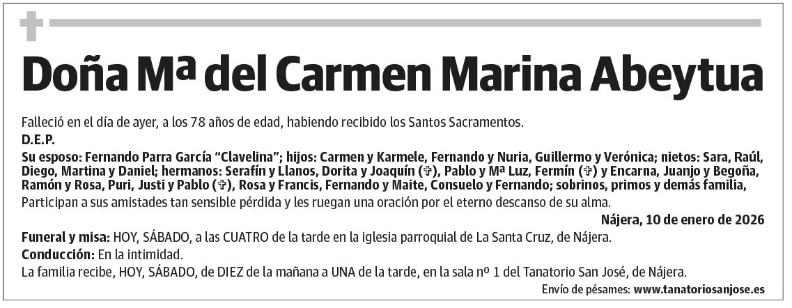 Doña Mª del Carmen Marina Abeytua